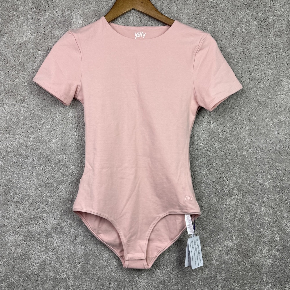 Yitty Snug Cotton Short Sleeve Brief Bodysuit Women's Size Small‎ Blush Crush